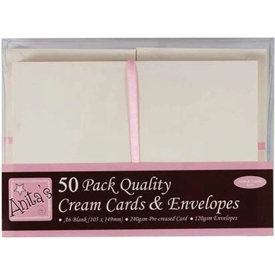 DP Craft Sada Obálky + karty ANITA'S - CREAM, 50 Ks, velikost A6