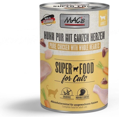 Mac’s Cat Chicken Hearts Pure - Премиум консервирана храна за котки с цели пилешки сърца и пилешко месо,