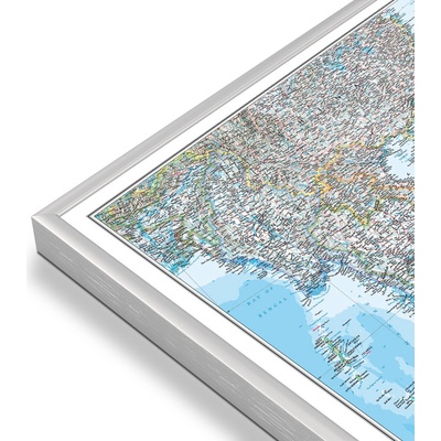 National Geographic Jihovýchodní Asie - nástěnná mapa 97 x 82 cm Varianta: mapa v hliníkovém rámu, Provedení: stříbrný rám