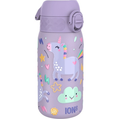 Бутилка за вода Ion8 Print, метална, 400ml, ЕДНОРОЗИ ЛИЛАВА (32032-А-ЕДНОРОЗИ Л)