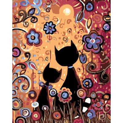 Zuty Malování podle čísel Dvě kočky 80 x 100 cm bez rámu a bez vypnutí plátna