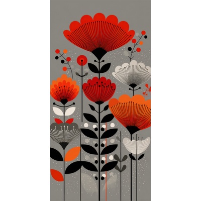 Takoy Panel na ušití rychleschnoucí osušky 80x160 nordic flowers-NST-00690
