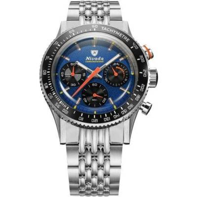 Nivada Grenchen Chronoking Meca Racing Blue - Inter. Bezel - Beads of Rice