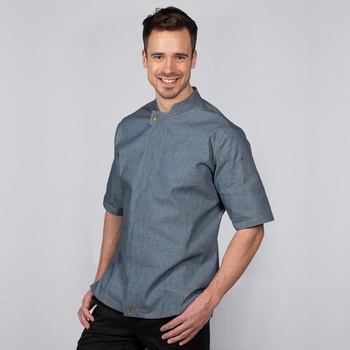 EXNER Готварска куртка с къс ръкав Denim Navy - стил и удобство (2304231)