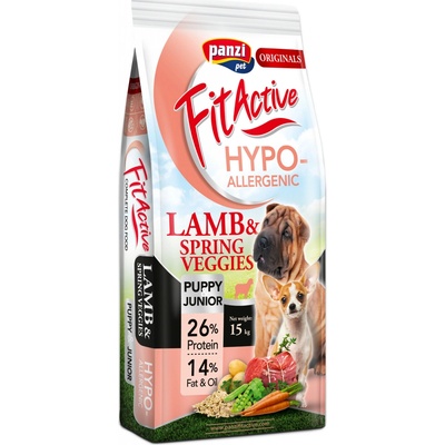 FitActive Originals Puppy & Junior Hypoallergenic jahňacie so zeleninou 15 kg