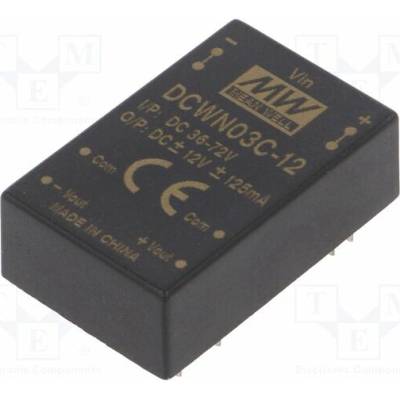MEAN WELL DCWN03C-12 Měnič: DC/DC; 3W; Uvst: 36÷72VDC; Uvýst: 12VDC; Uvýst2: -12VDC; DIP24