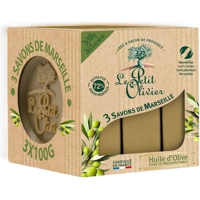 Le Petit Olivier Marseillské mydlo s olivovým olejom 3 x 100 g