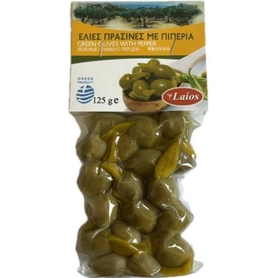 Laios zelené olivy plněné nakládanou zelenou papričkou 125 g – Zboží Dáma