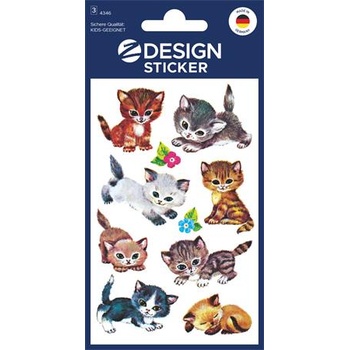 Avery zweckform Стикер, хартия, 3 листа, 76x120 mm, AVERY ZWECKFORM, "Z-Design No. 4346", котенца (4346)