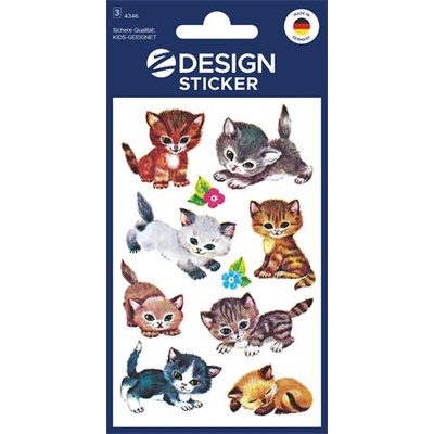 Avery zweckform Стикер, хартия, 3 листа, 76x120 mm, AVERY ZWECKFORM, "Z-Design No. 4346", котенца (4346)