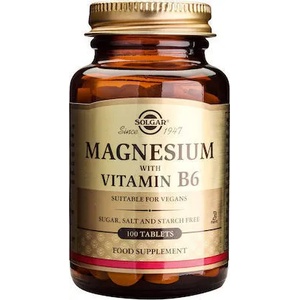 Solgar Хранителна добавка Магнезий + Витамин B6 , Solgar Magnesium + B6 tabs 100s