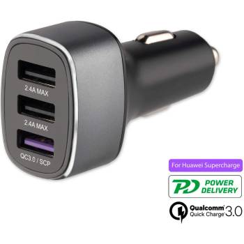 4smarts Fast Car Charger Voltroad 7P+ - зарядно за кола с технология за бързо зареждане и три USB изхода (тъмносив)