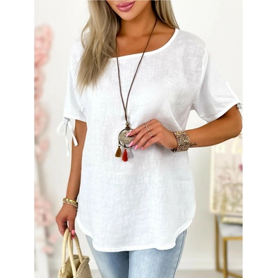 Fashionweek blúzka s krátkym rukávom z ľahkej a príjemnej z bavlny a ľanu IT-kaos biela