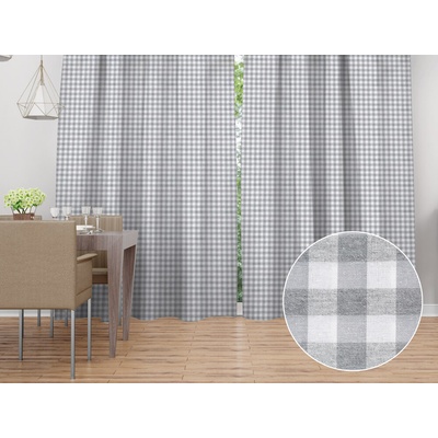Biante Dekoračný záves Rebeka RE-019 Sivo-biela kocka stredná 130x140 cm