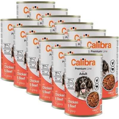Calibra Dog Premium Adult с Пиле и Говеждо 12 x 1240 г