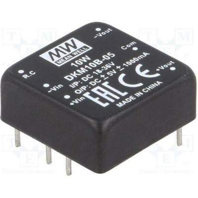 MEAN WELL DKM10B-05 Měnič: DC/DC; 10W; Uvst: 18÷36VDC; Uvýst: 5VDC; Uvýst2: -5VDC; DIP
