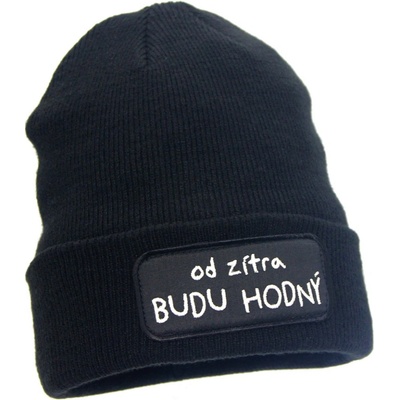 Dětská zimní ČEPICE Od zítra budu HODNÝ ČERNÁ