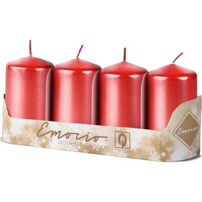Emocio adventní válec 4ks 50x90 Metal červené