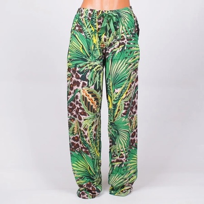 Дълъг панталон с леопардов десен и палмови листа