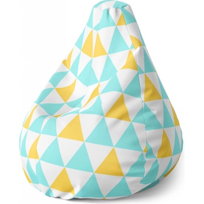 Sablio sedací vak Pear dvoubarevné trojúhelníky 140 x 100 x 25 cm