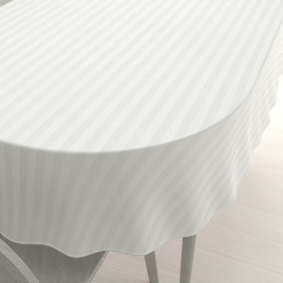 Biante Velký damaškový oválný ubrus Atlas Gradl DM-011 Bílý proužky 2 cm 220x260 cm