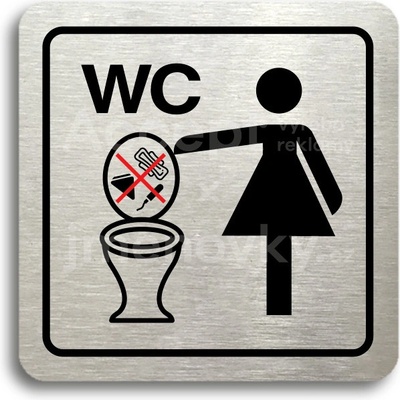 ACCEPT Piktogram zákaz vhazování předmětů do WC - stříbrná tabulka - barevný tisk