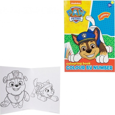Teddies Malování podle čísel pracovní sešit se samolepkami Tlapková patrola/Paw Patrol 21 x 29,5 cm