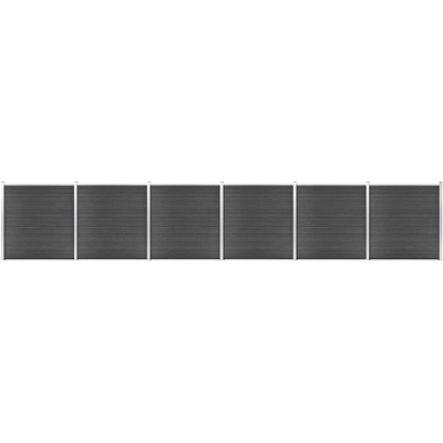 vidaXL Ограден панел, WPC, 1045x186 см, черен (3070433)