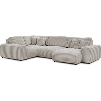 ROPEZ Светлосив ъглов диван от рипсено кадифе (ляв ъгъл U форма) Justin - Ropez (Justin A+Z63+E+Z93+OT+A Vito 07 Standard)