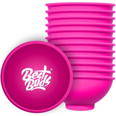 Best Buds Silikónová miska na miešanie ružová s bielym logom 7 cm