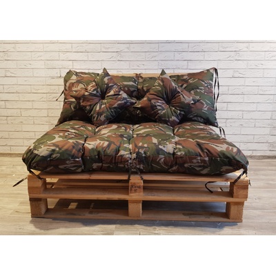 Polstr CARLOS SET color khaki, sedák 120x80 cm, opěrka 120x40 cm, 2x polštáře 30x30 cm, paletové prošívané sezení Mybesthome