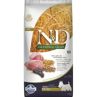 N&D Ancestral Grain adult mini jehněčí borůvkové 7 kg