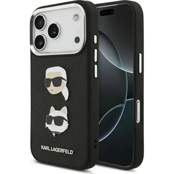 KARL LAGERFELD Калъф Karl Lagerfeld FW Grained Karl & Choupette Heads Pins & Logo iPhone 17 Pro - черен