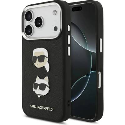 KARL LAGERFELD Калъф Karl Lagerfeld FW Grained Karl & Choupette Heads Pins & Logo iPhone 17 Pro - черен