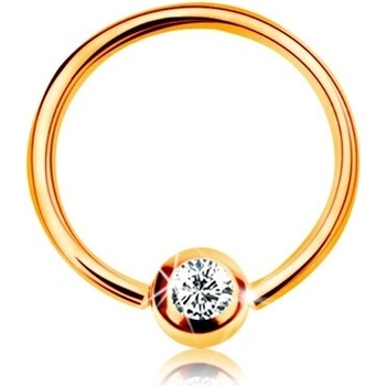 Šperky Eshop zlatý piercing lesklý kroužek a kulička se vsazeným zirkonem čiré barvy S2GG182.48