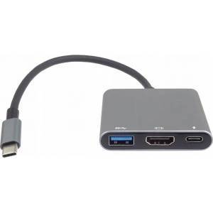 PremiumCord USB adapter PremiumCord Adaptér USB-C to HDMI + USB3.0 + PD, billing 4K a FULL HD 1080p