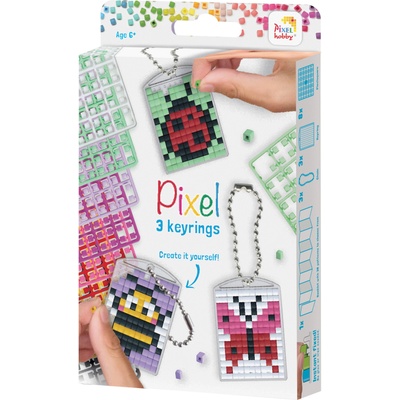 Pixelhobby Комплект мозайки с пиксели Pixelhobby, Ключодържатели - Буболечки (20134)
