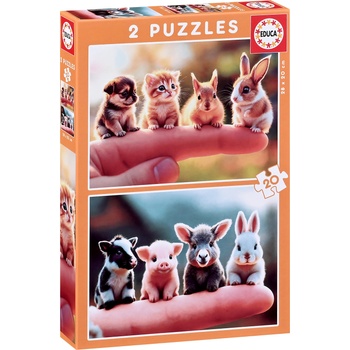 Educa Детски пъзел Educa от 2 x 20 части - Бебета животни (EDU20221)