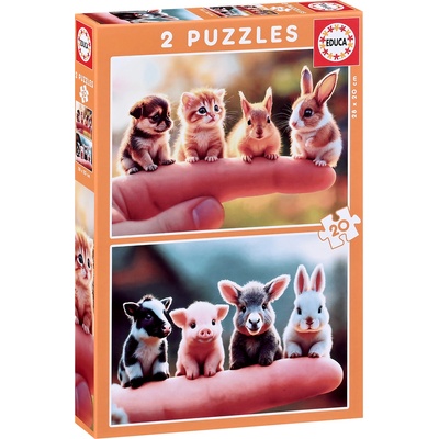 Educa Детски пъзел Educa от 2 x 20 части - Бебета животни (EDU20221)