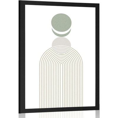 Plakát moderní duha s kruhy Mid-Century - 60x90 black
