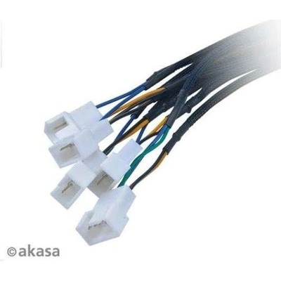 AKASA kabel FLEXA FP5S pro připojení 5 PWM ventilátorů / 4pin(F) a SATA na 5 x 4pin PWM / AK-CBFA07-45 / 45cm, AK-CBFA07-45