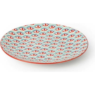 Kameninový Talíř 18 cm Mikasa na Dezerty Brunch a Tapas - zeleno-modrý geometrický vzor MKSPLATE31