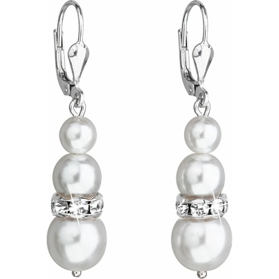 Evolution Group strieborné náušnice visiace s kryštálmi Swarovski biele okrúhle 31150.1
