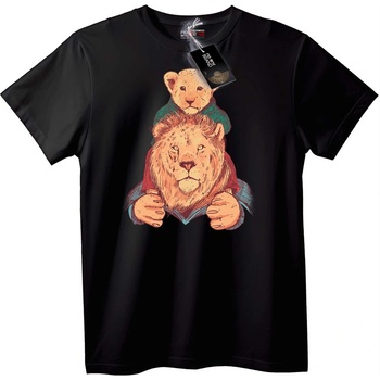 NOONEBRAND Тениска Лъв и Малко - L, Black