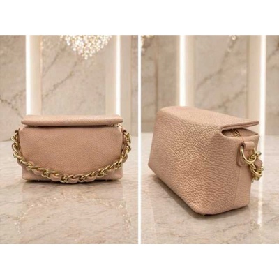 Max Original Leather Dámska kožená kabelka pink/beige