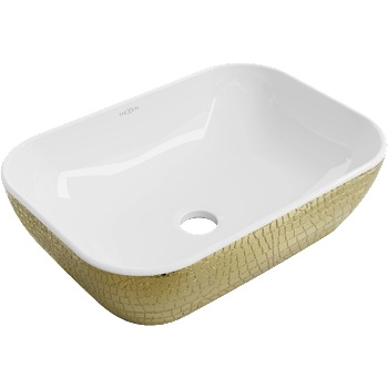 Mexen Rita мивка над плот 45 x 32 см, бяла/златна шарка люспи - 21084554 (21084554)