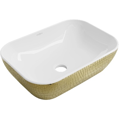 Mexen Rita мивка над плот 45 x 32 см, бяла/златна шарка люспи - 21084554 (21084554)