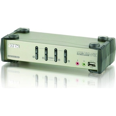 Aten CS-1734 4-port KVMP, USB+PS2, USB hub, aud., kab. 1,2m