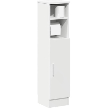 vidaXL Шкаф за баня с поставка за ролки, бял, 20, 5x22x90 см (858497)
