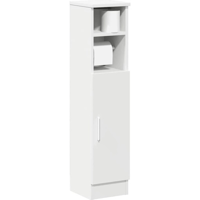 vidaXL Шкаф за баня с поставка за ролки, бял, 20, 5x22x90 см (858497)